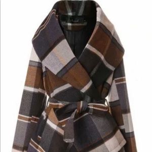 Chicwish Plaid Wrap Coat With Belt